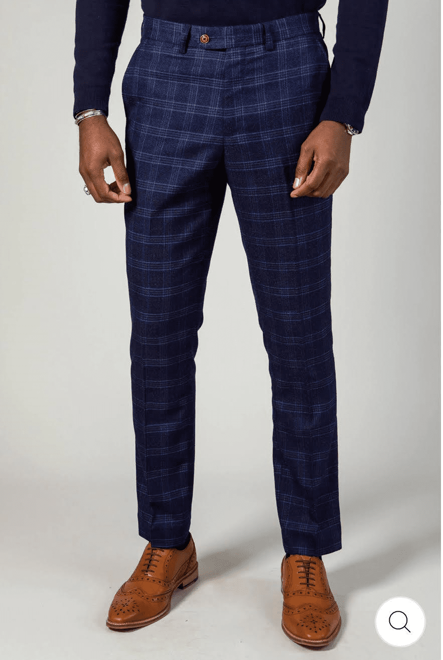 P2015-114-0-001 Marc Darcy Chigwell Navy Check Trousers