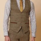 Marc Darcy Ted Tan Check Waistcoat