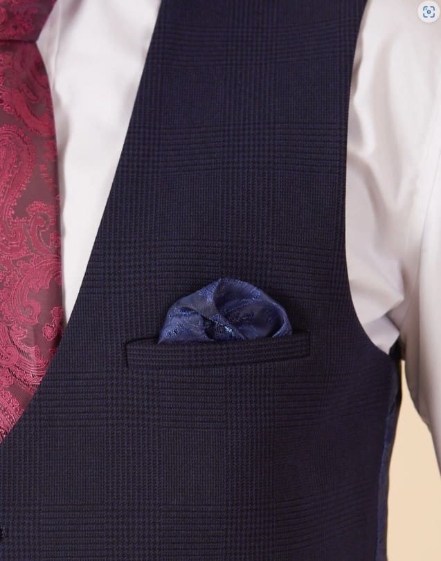 Marc Darcy Bromley Navy Check Waistcoat