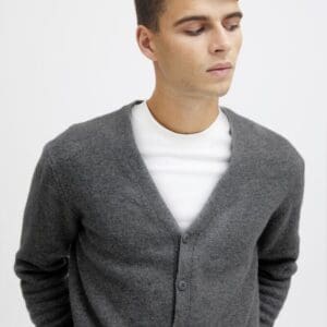 Casual Friday Grey Lambswool Cardigan
