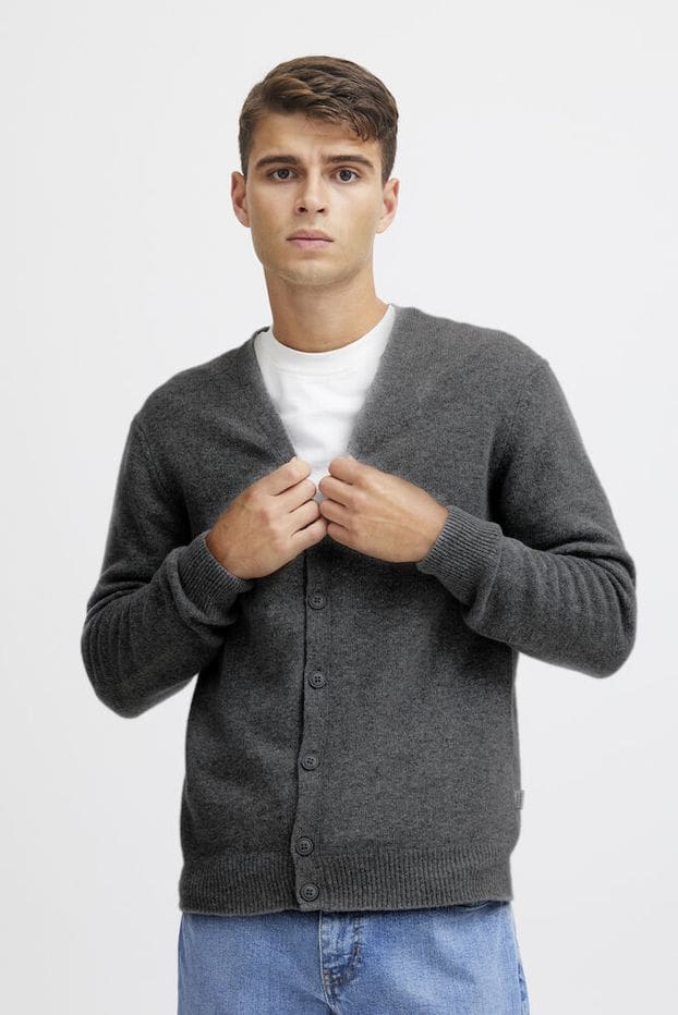 Casual Friday Grey Lambswool Cardigan