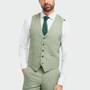 Cavani Caridi Sage Check Waistcoat