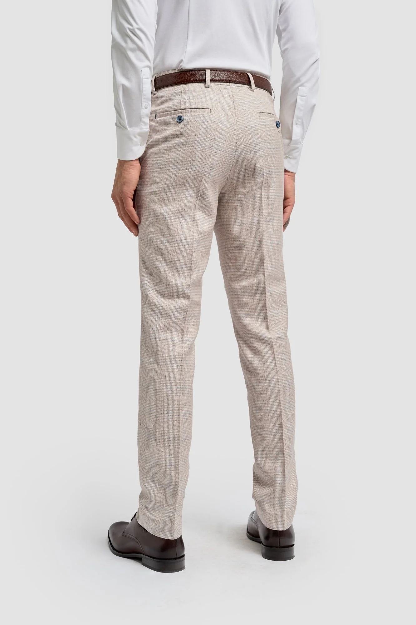 Cavani Caridi Beige Check Trousers