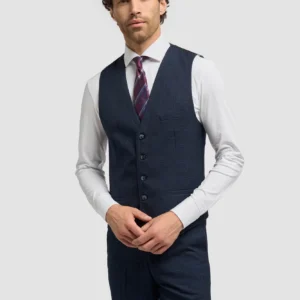 Cavani Caridi Navy Check Waistcoat