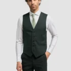 Cavani Caridi Olive Check Waistcoat