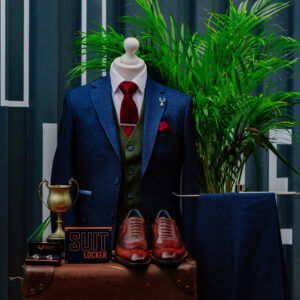 Fratelli Navy Suit with Olive Waistcoat